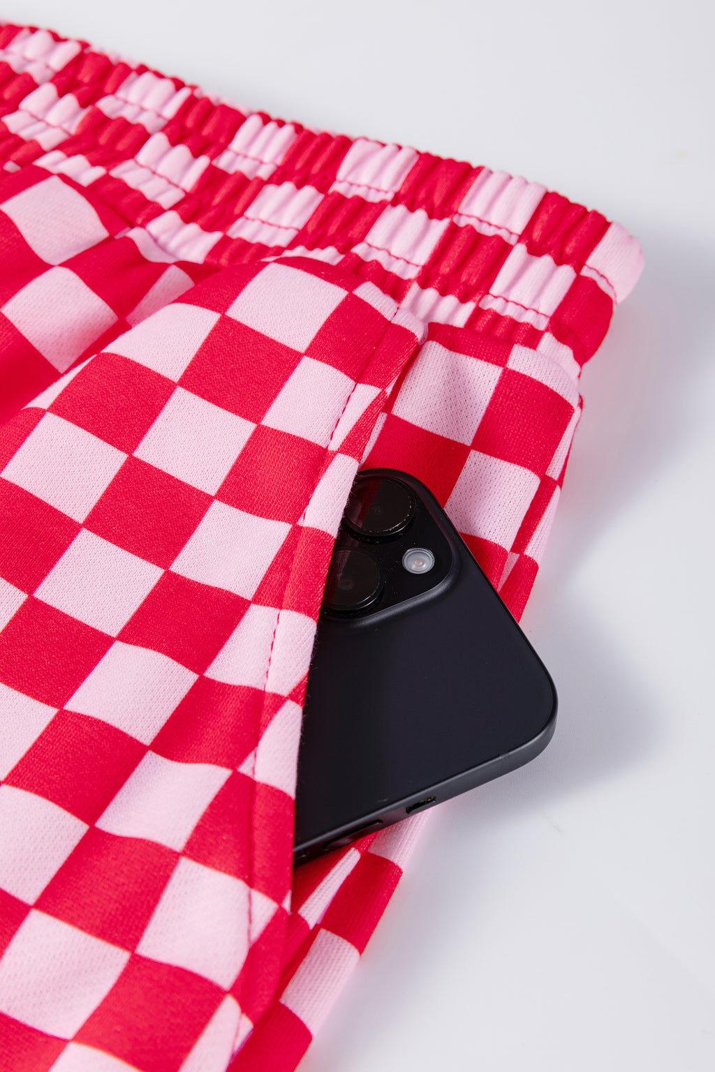 Pink Checkered Casual Pants