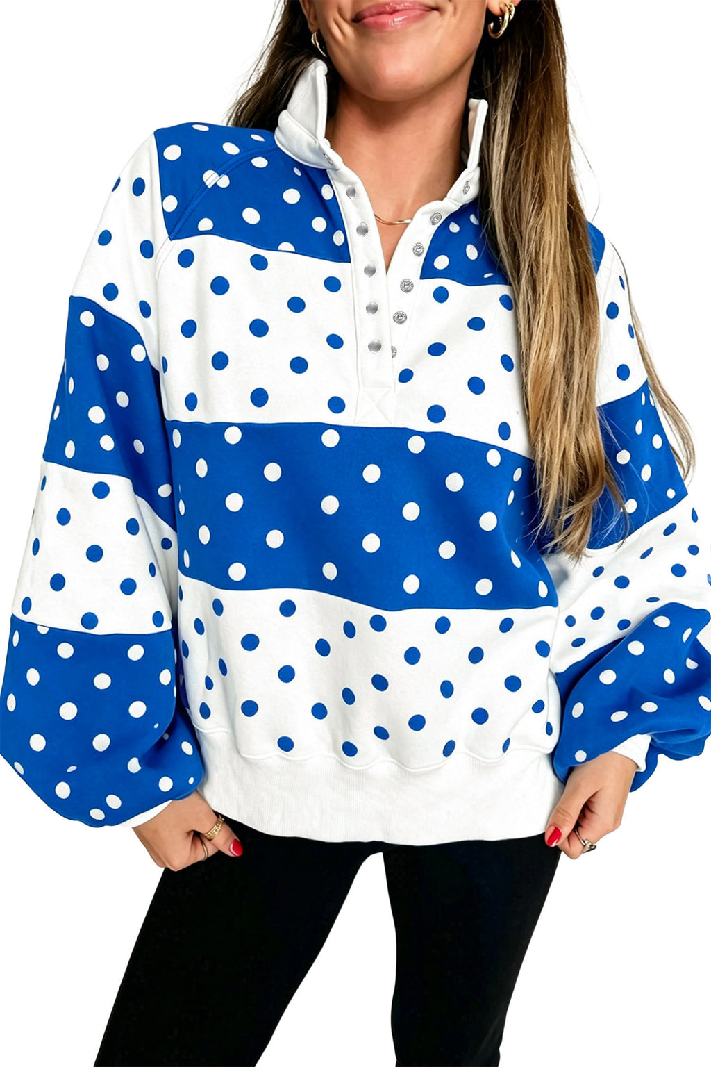 Polka Dot Colorblock Half Zip