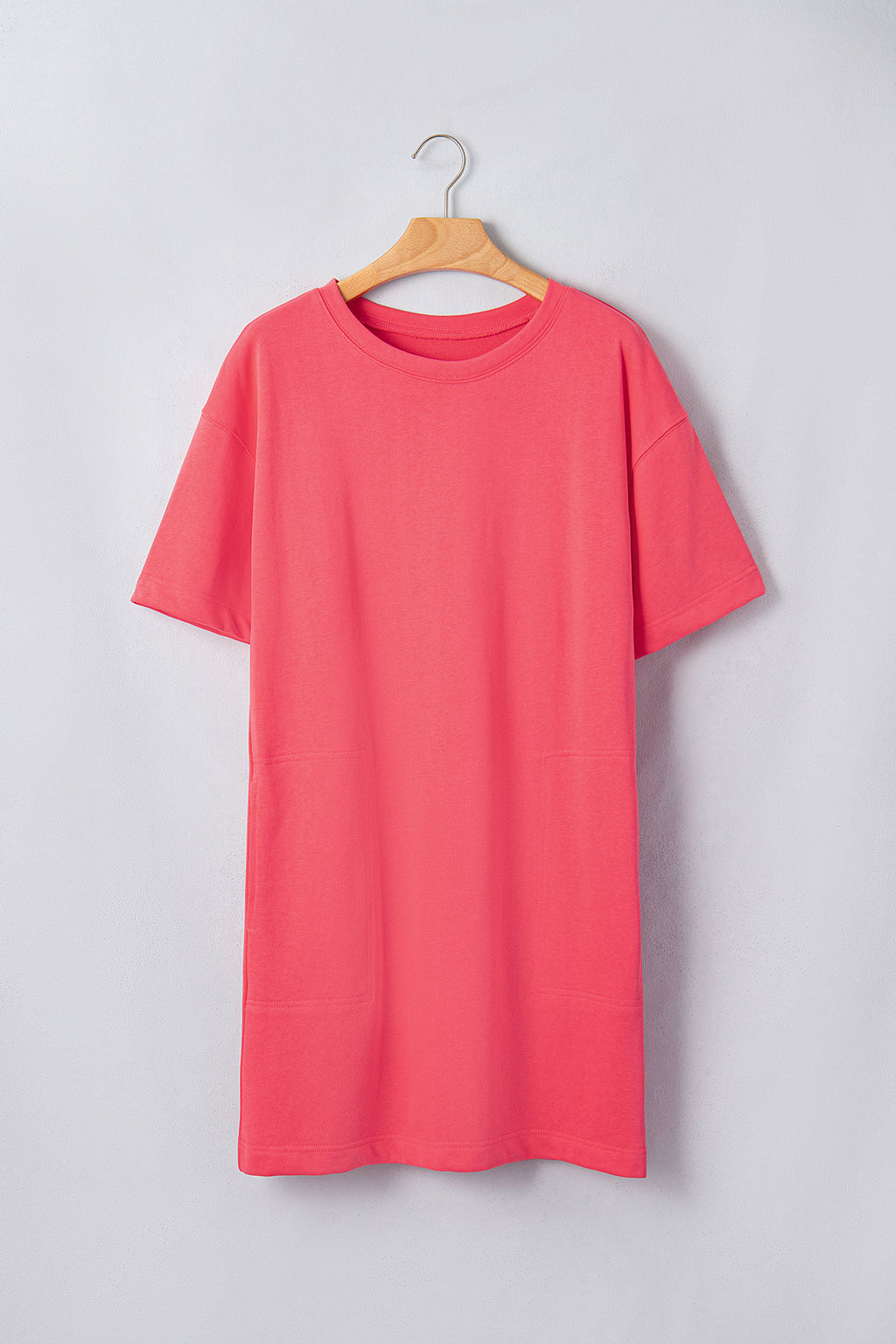 Coral Paradise Drop Shoulder Loose Casual T Shirt Mini Dress