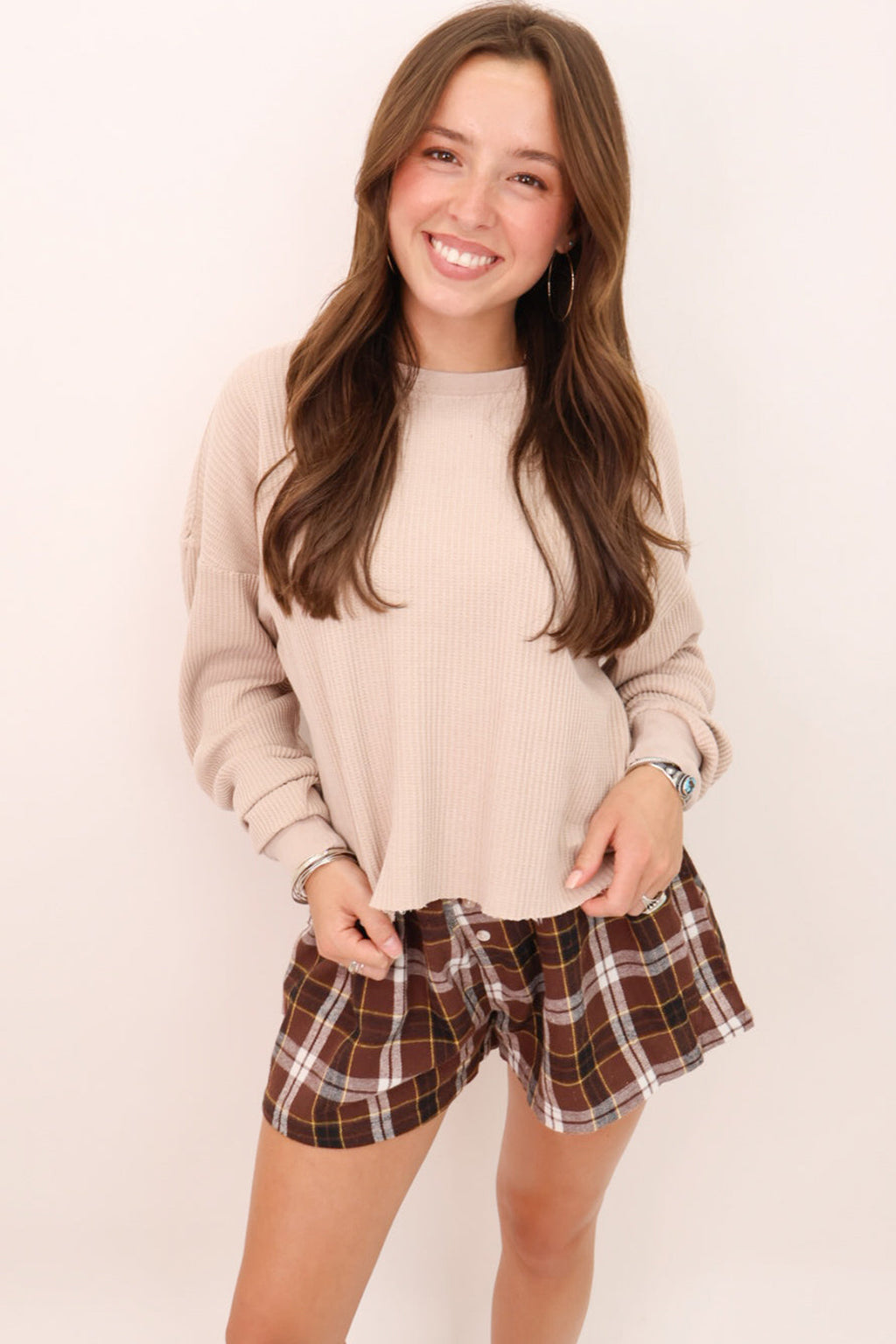 Brown Plaid Shorts