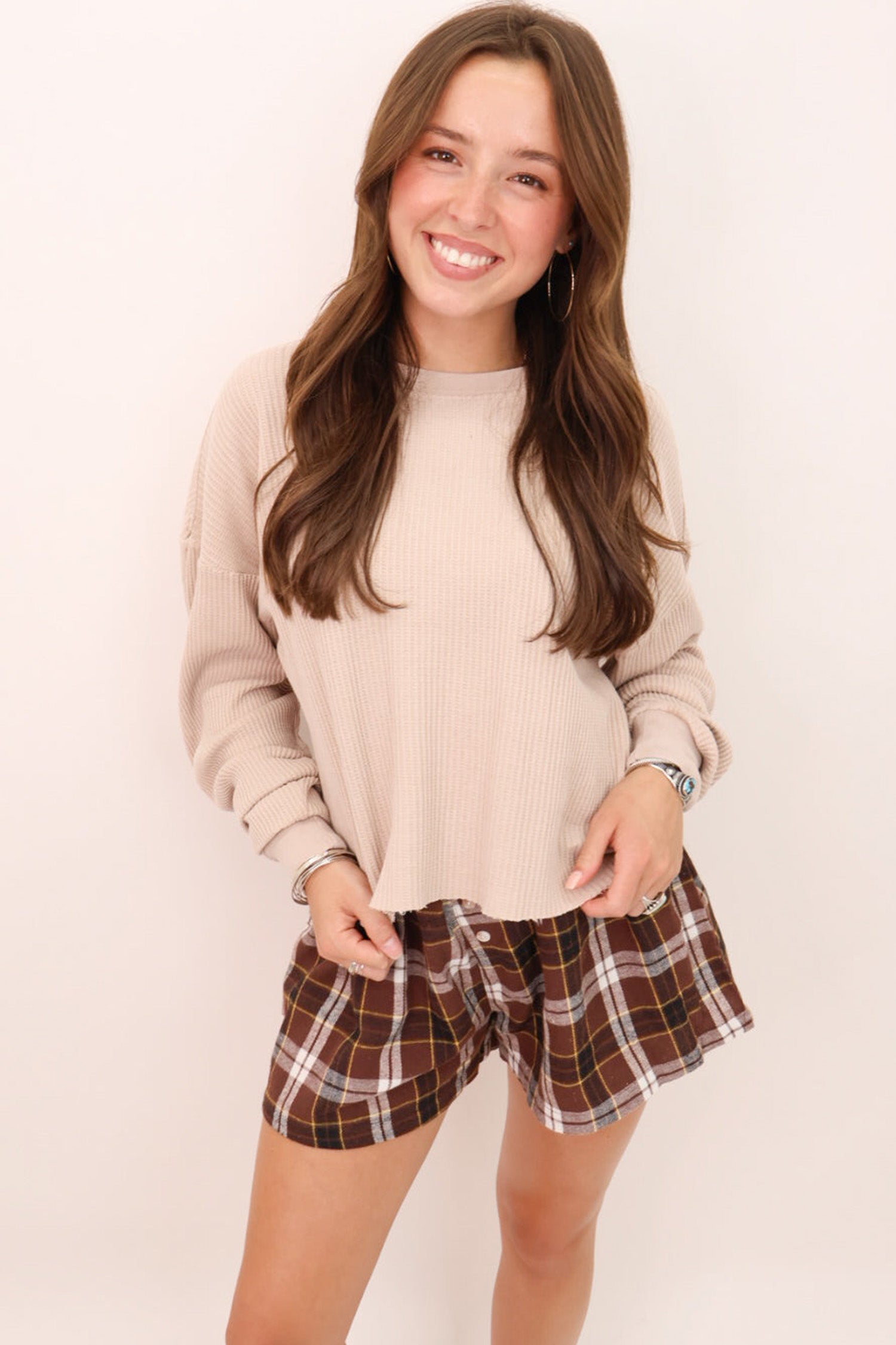 Brown Plaid Shorts