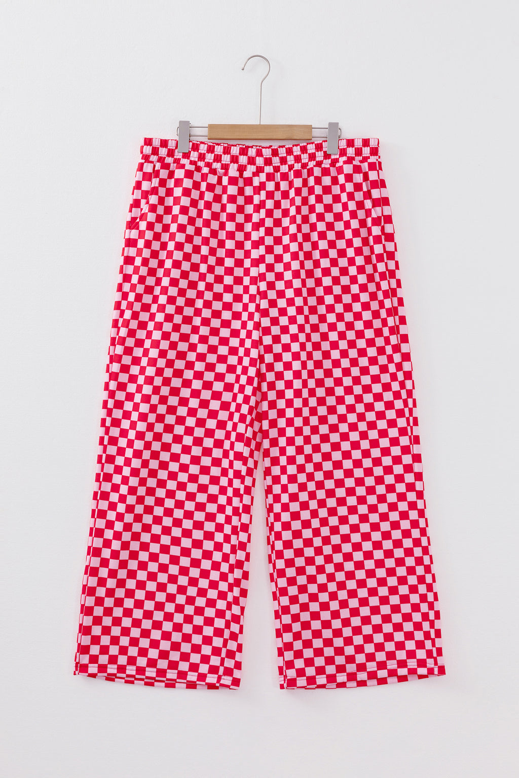 Pink Checkered Casual Pants