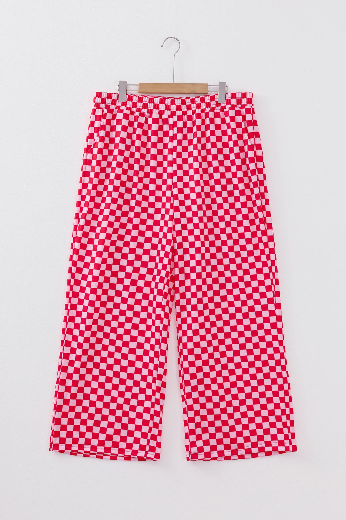 Pink Checkered Casual Pants