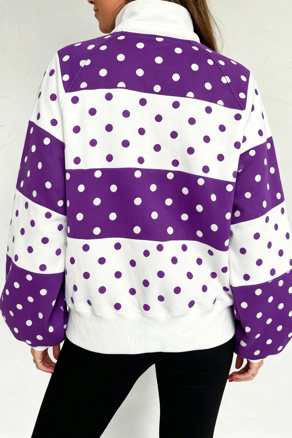 Polka Dot Colorblock Half Zip