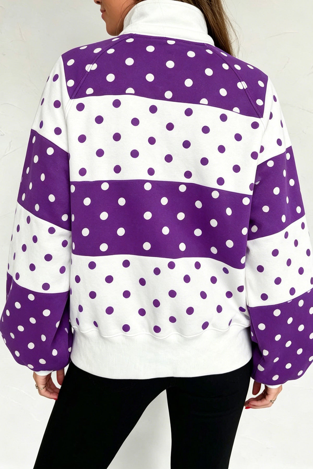 Polka Dot Colorblock Half Zip