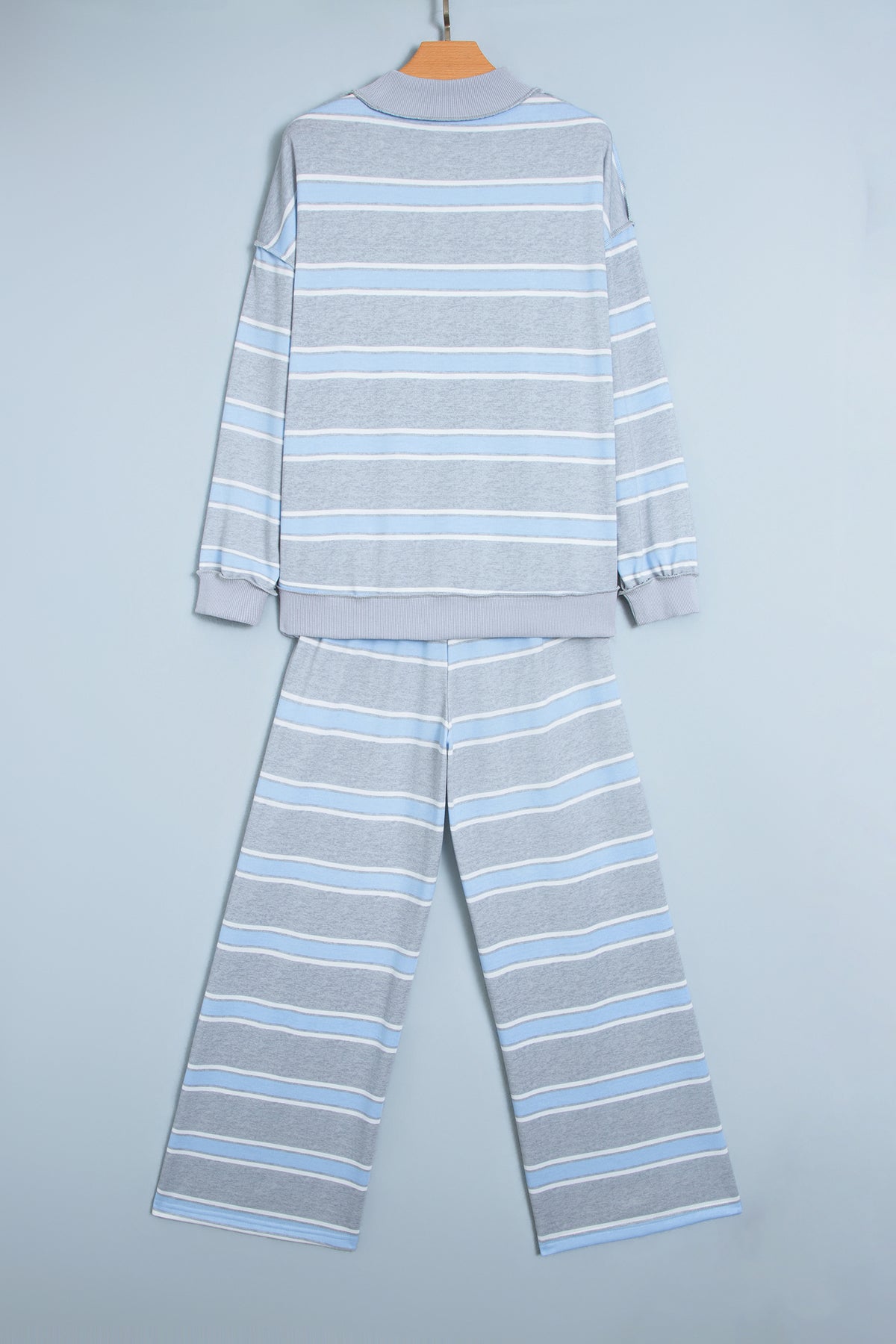 Striped Long Sleeve Pullover Top and Loose Pants Set