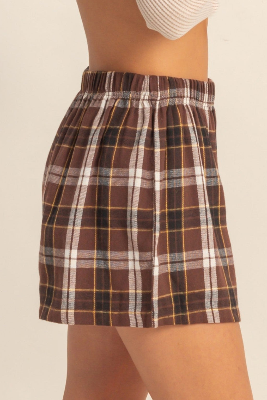 Brown Plaid Shorts
