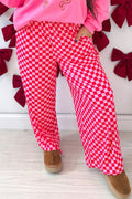 Pink Checkered Casual Pants