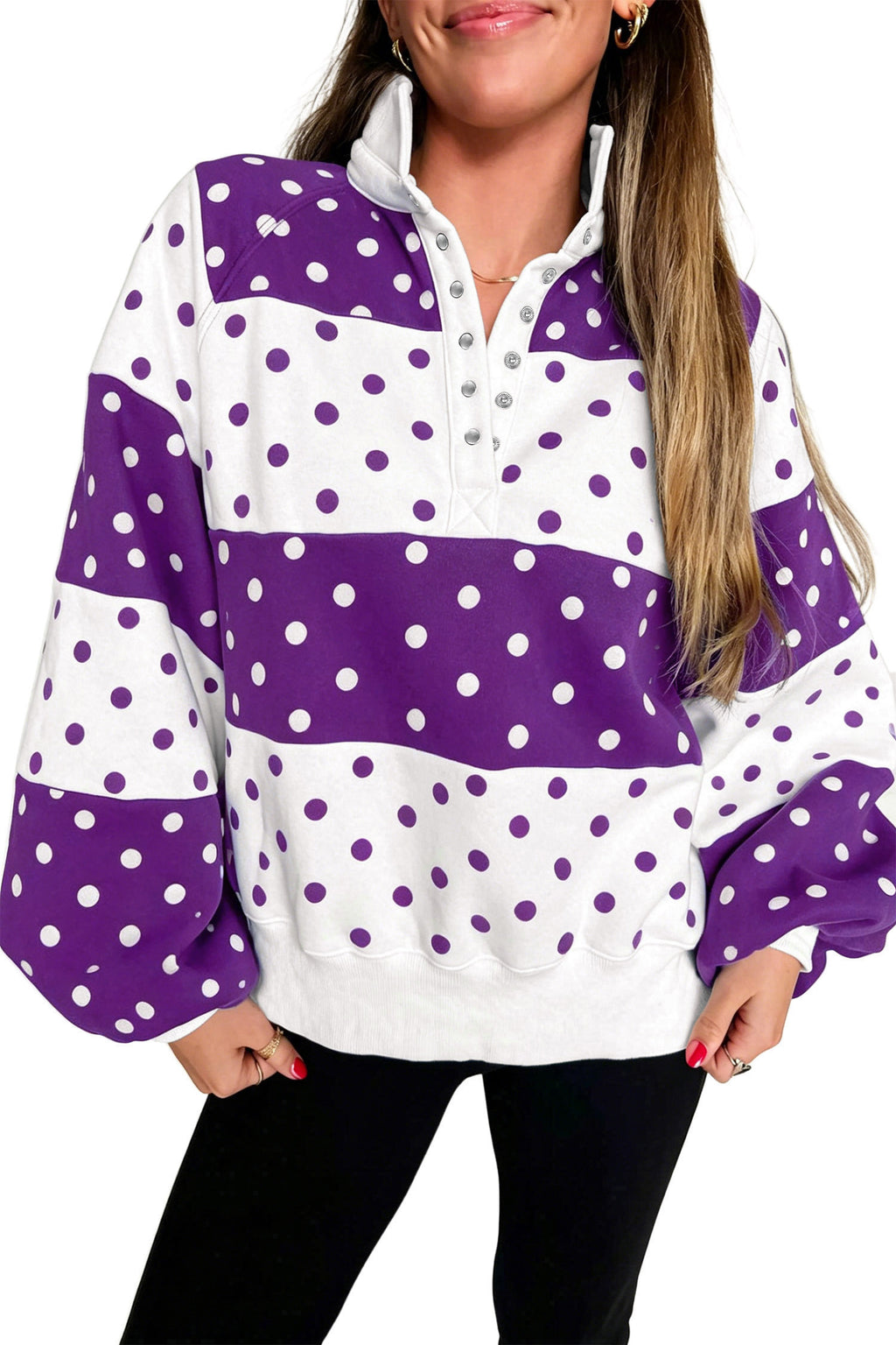 Polka Dot Colorblock Half Zip