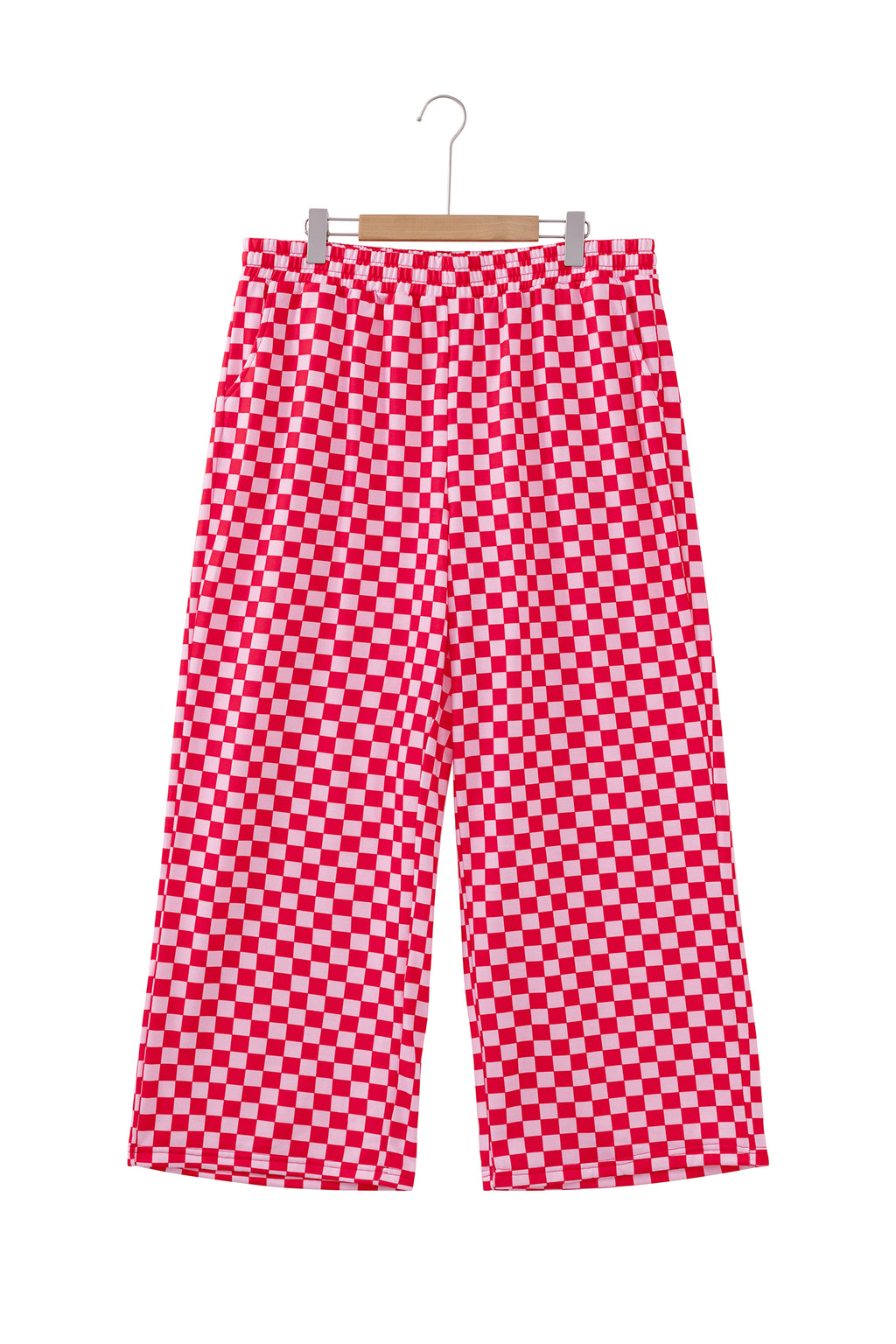 Pink Checkered Casual Pants