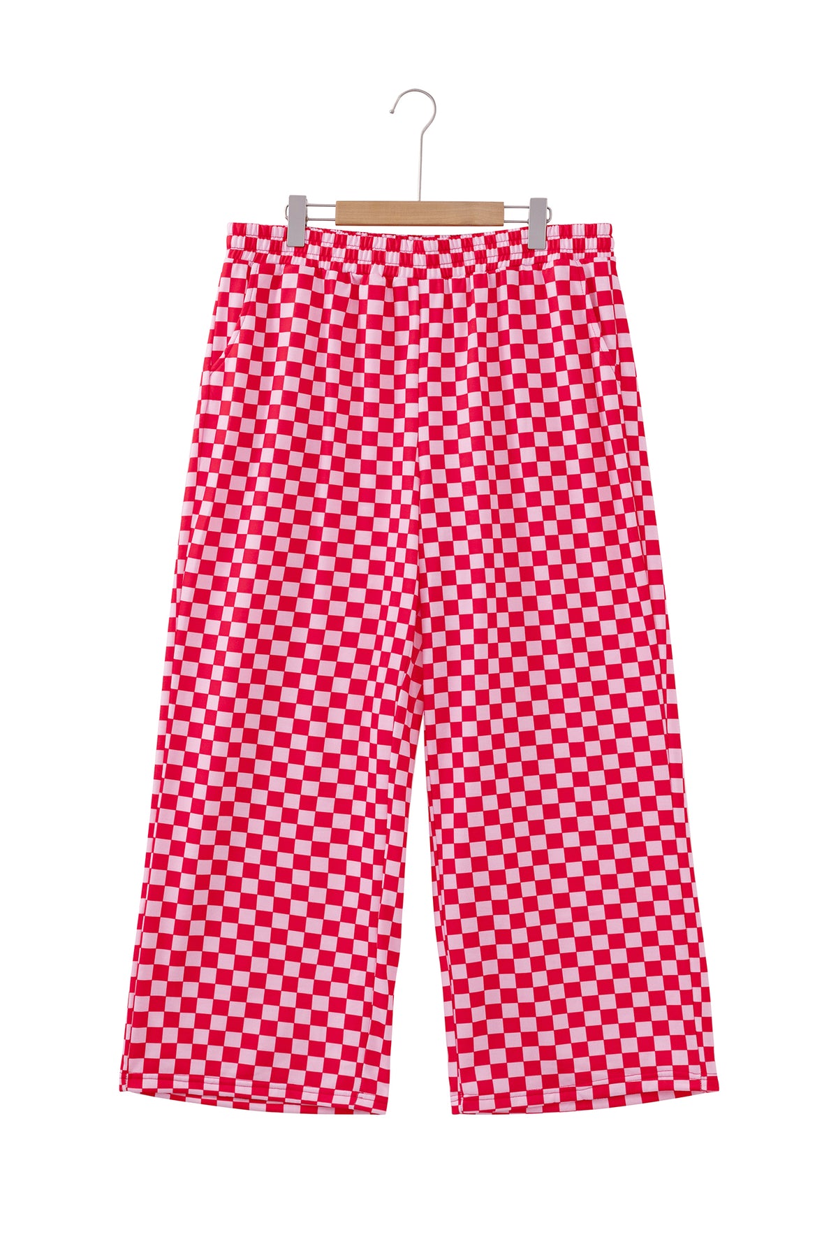 Pink Checkered Casual Pants
