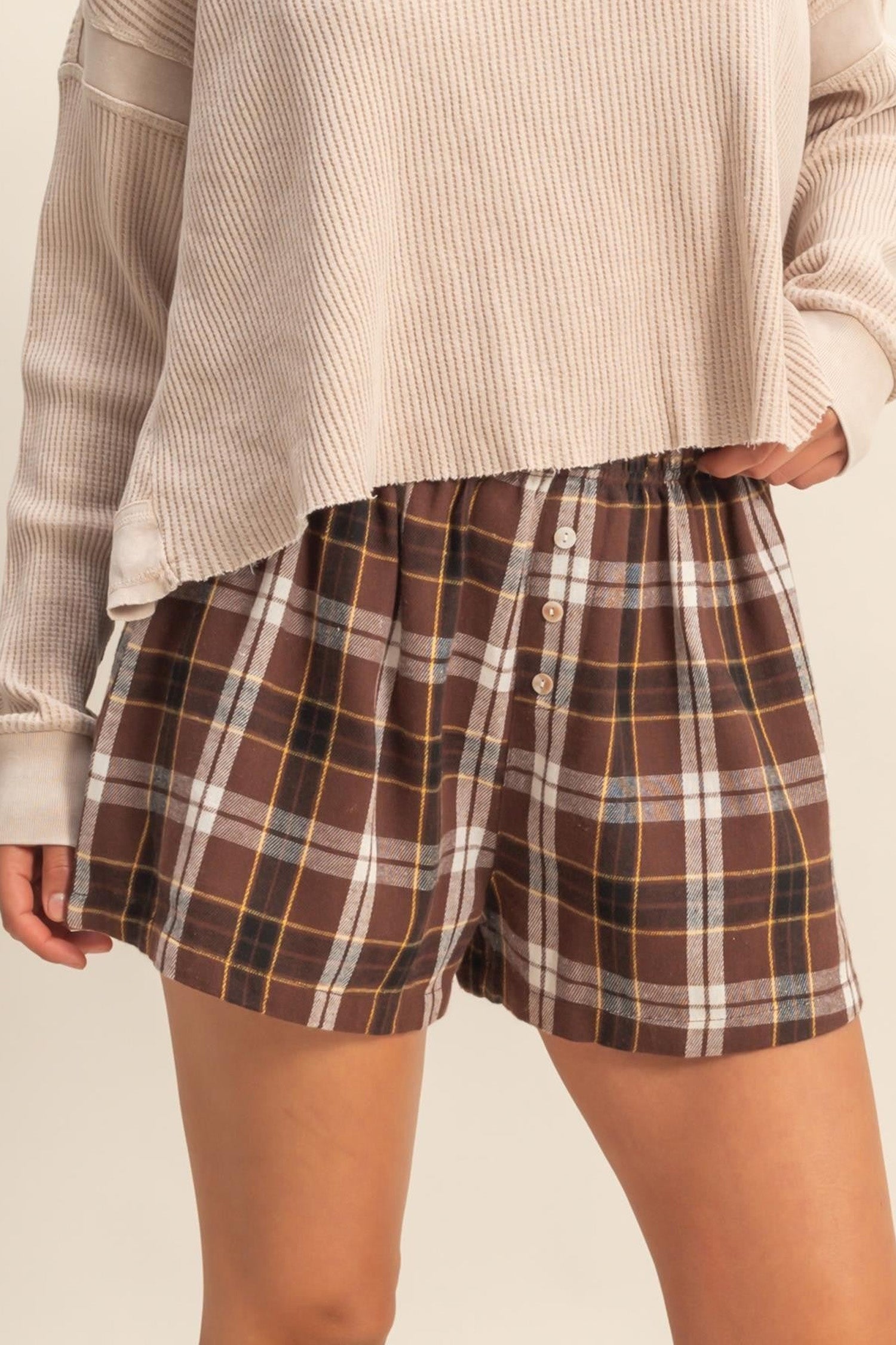 Brown Plaid Shorts