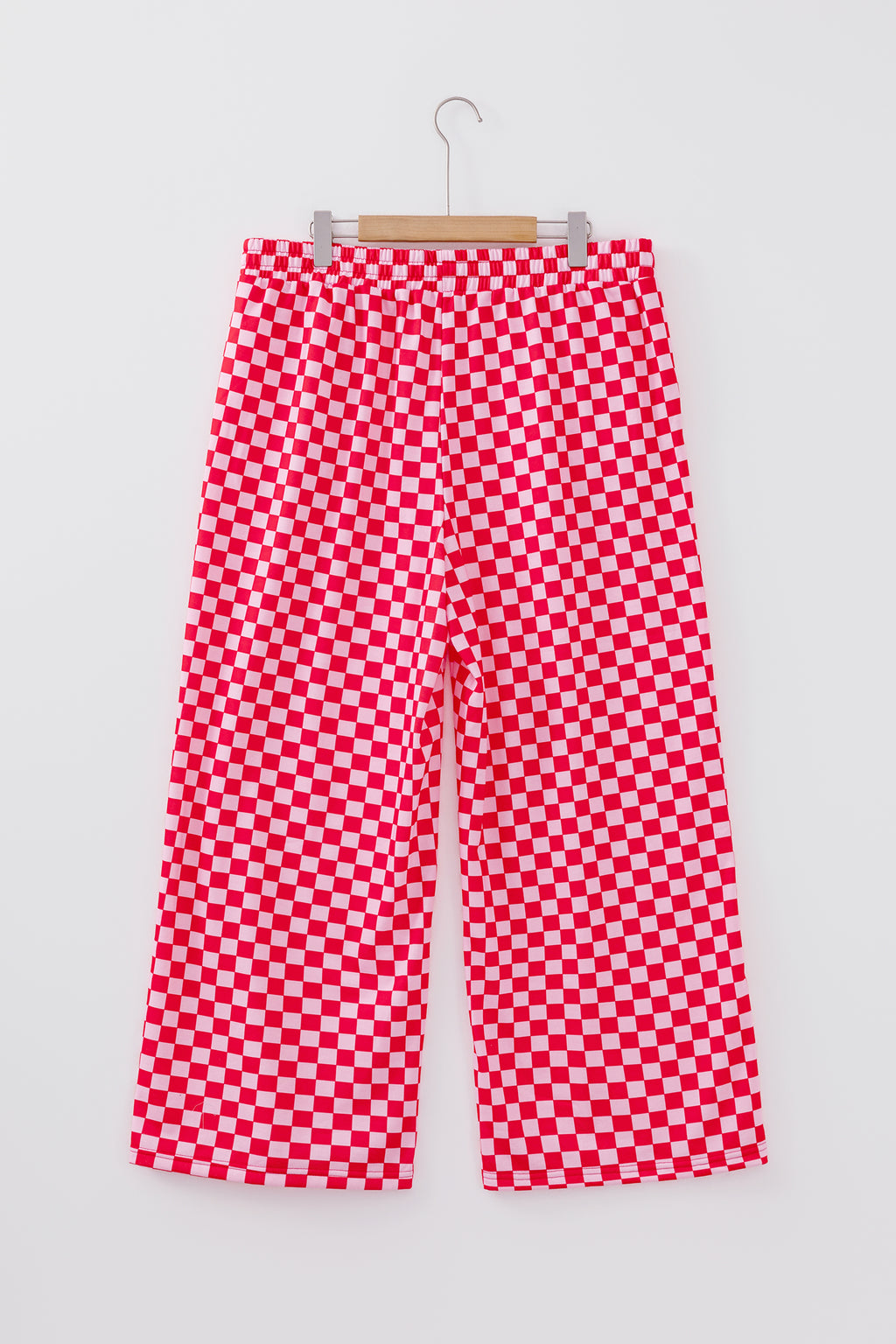 Pink Checkered Casual Pants