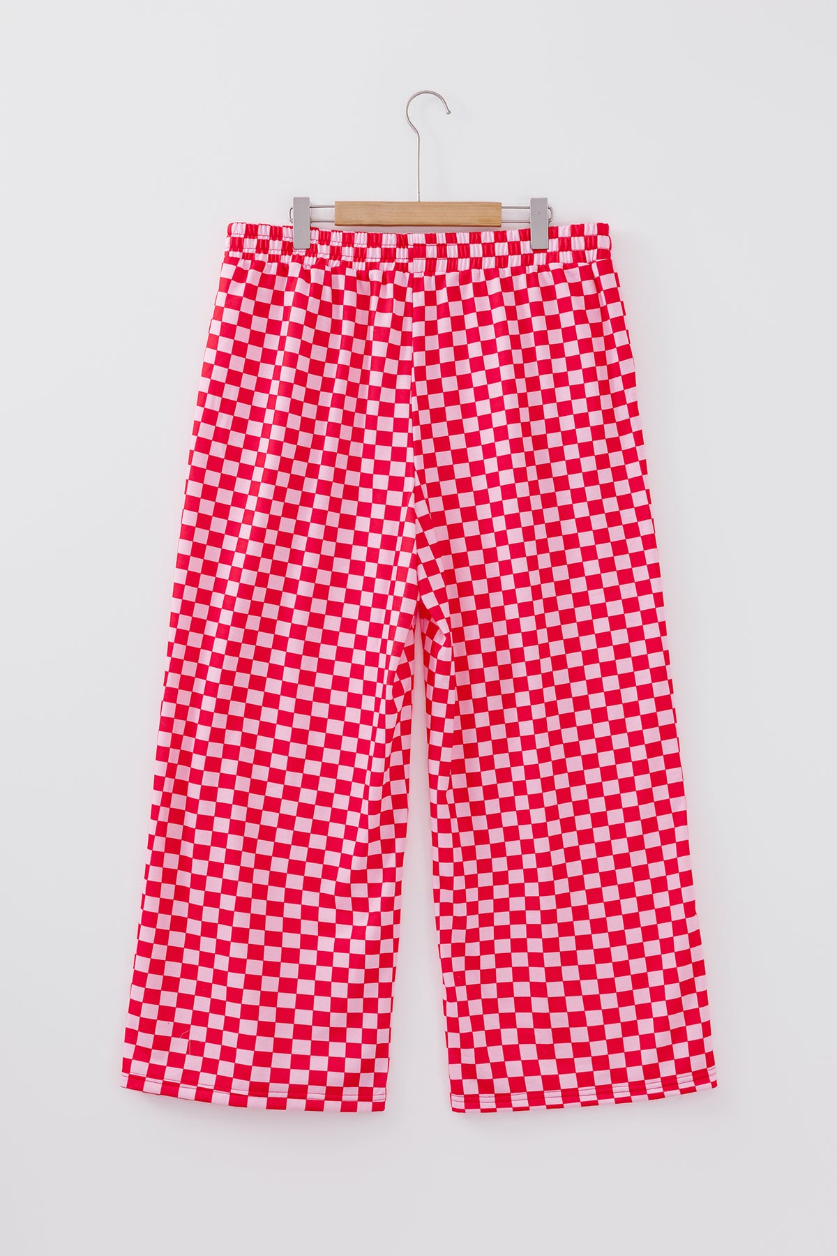 Pink Checkered Casual Pants