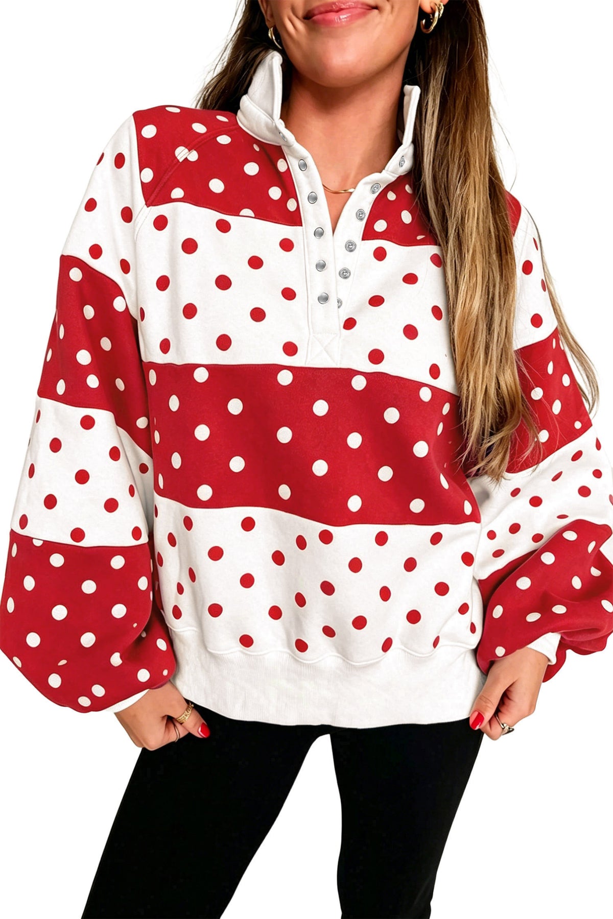 Polka Dot Colorblock Half Zip