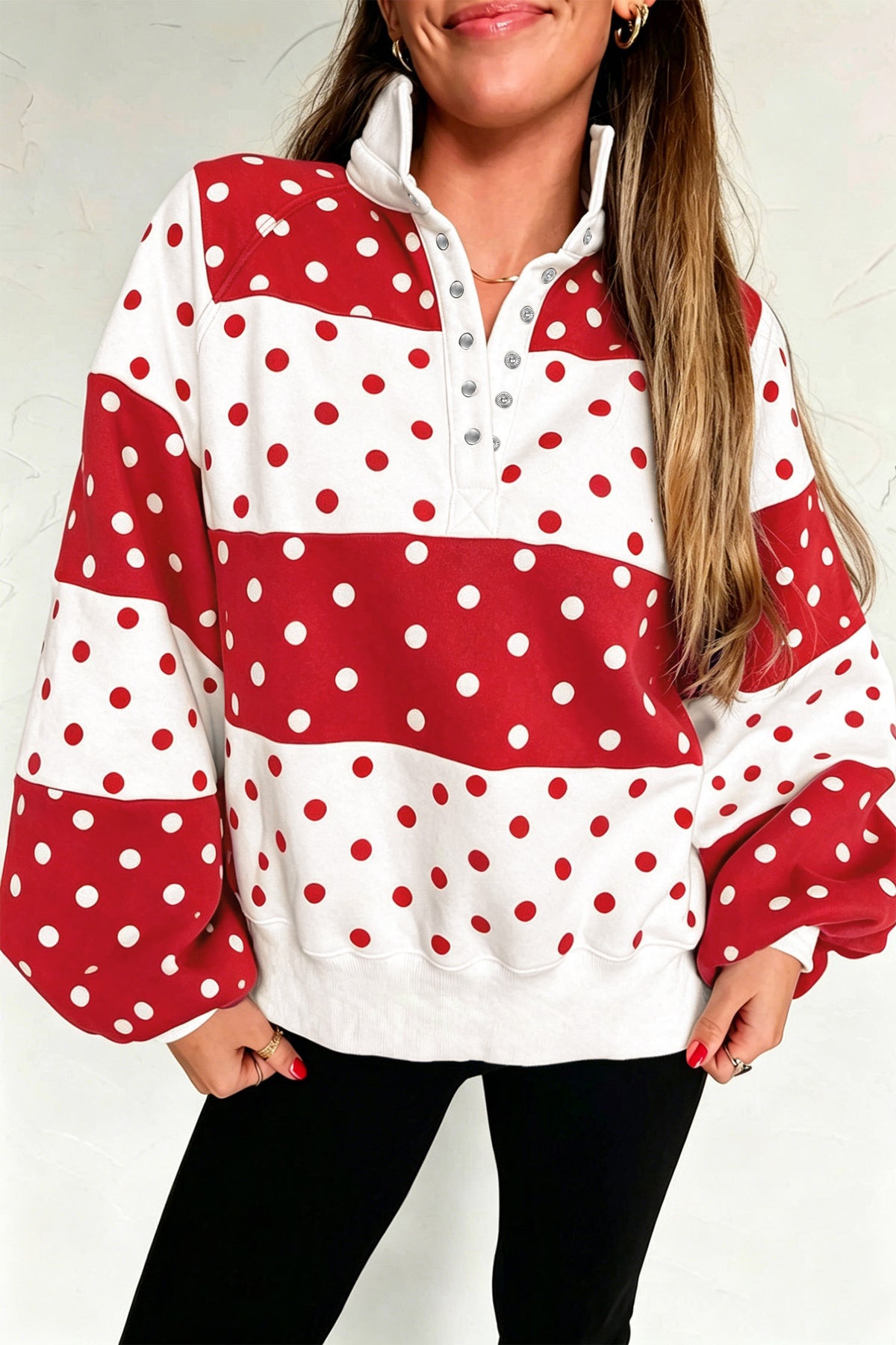 Polka Dot Colorblock Half Zip