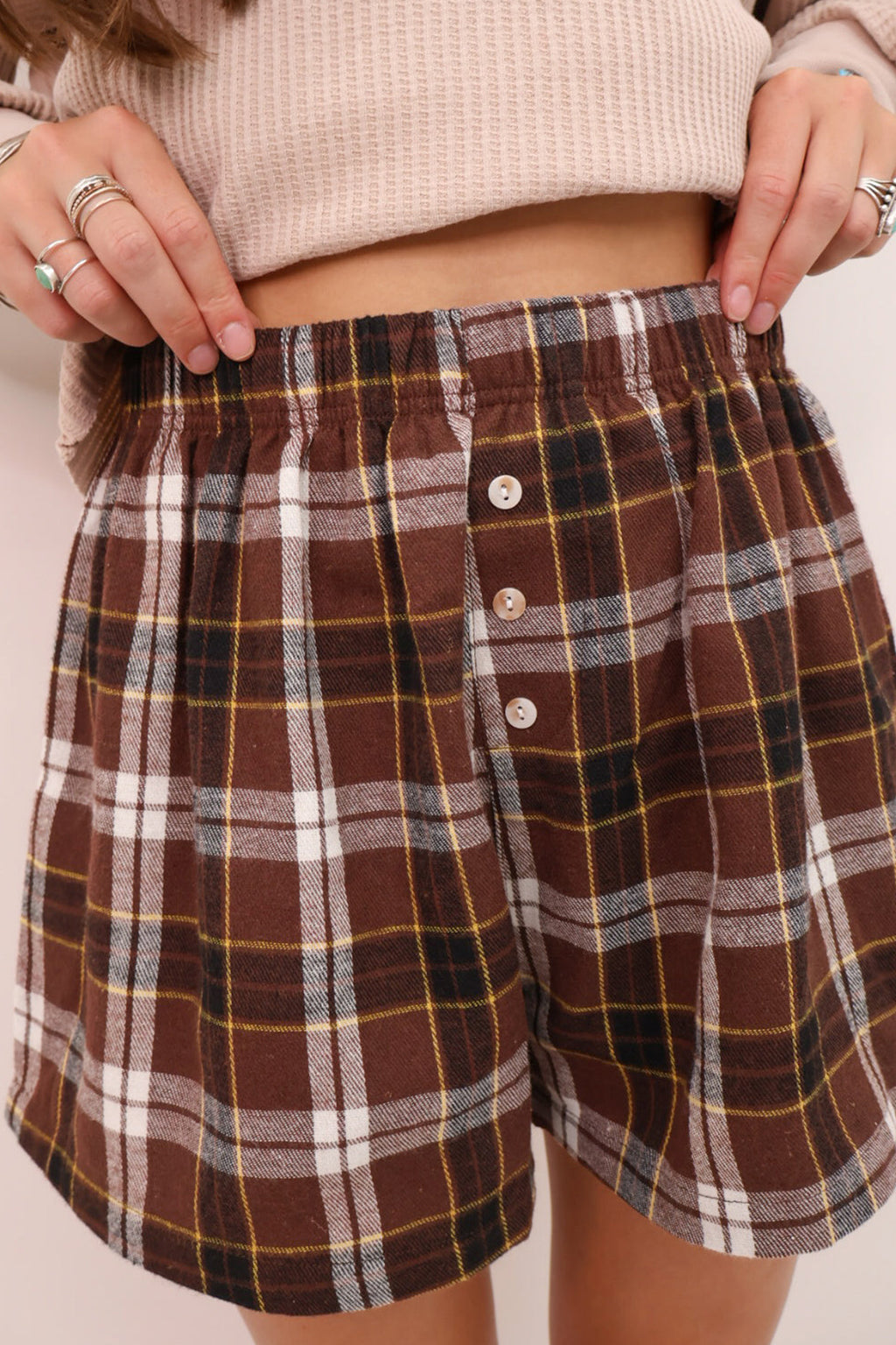 Brown Plaid Shorts