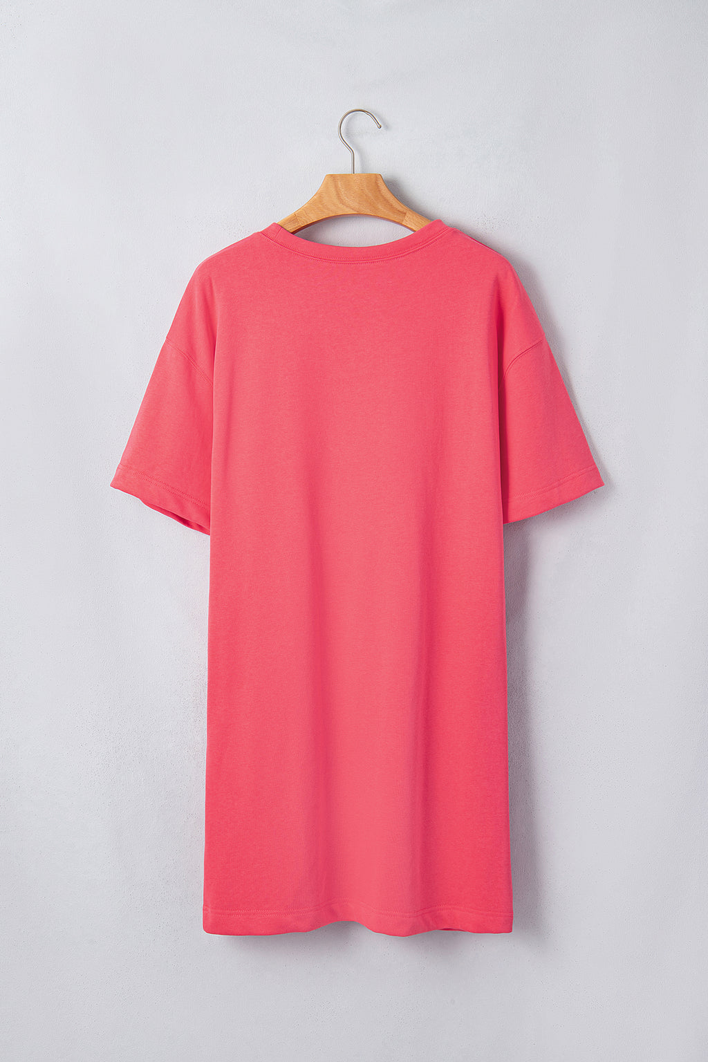 Coral Paradise Drop Shoulder Loose Casual T Shirt Mini Dress
