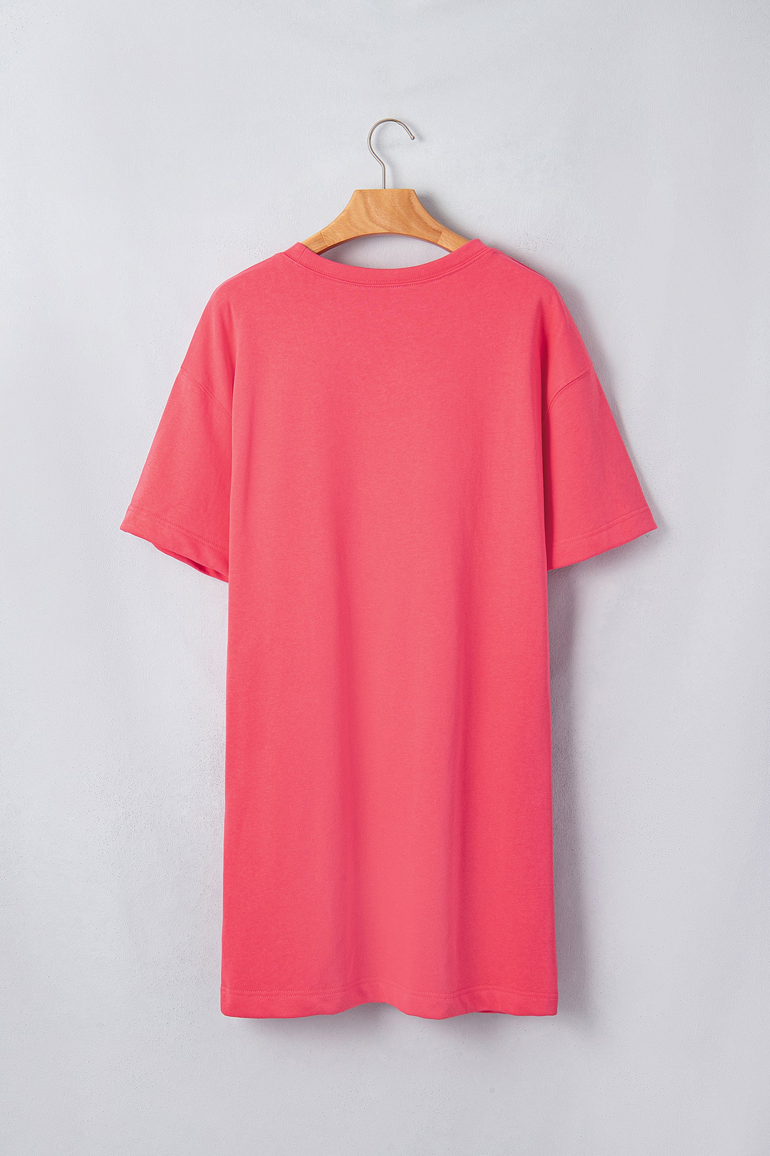 Coral Paradise Drop Shoulder Loose Casual T Shirt Mini Dress