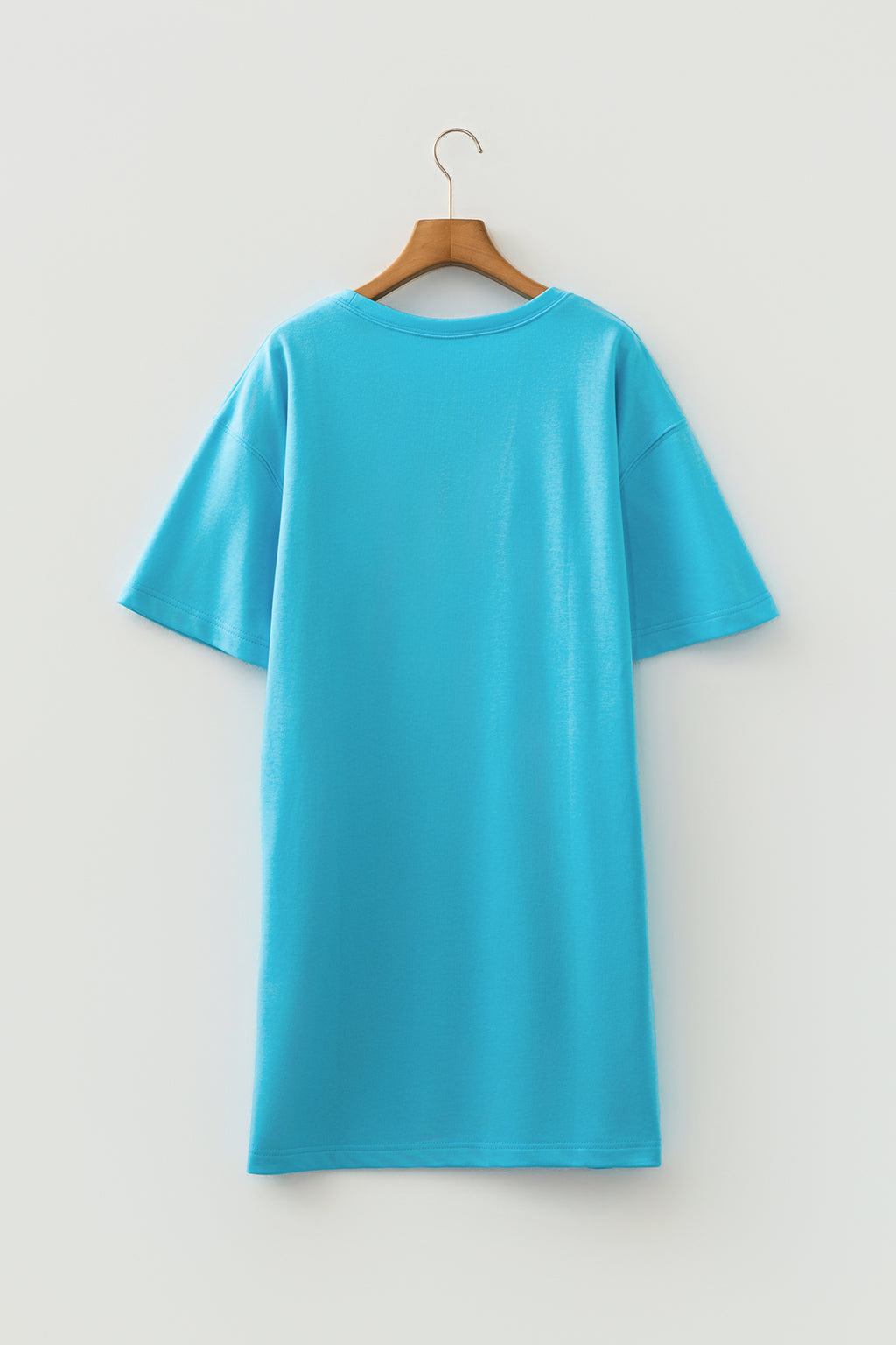 Coral Paradise Drop Shoulder Loose Casual T Shirt Mini Dress